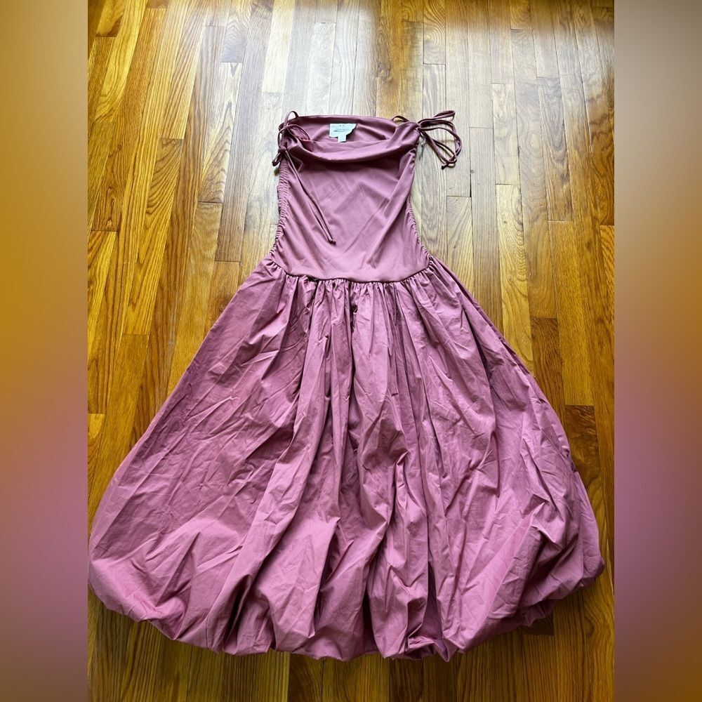 Anthropologie Mare Mare Sleeveless Drop-Waist Bubble-Hem Midi Dress Rose - Picture 6 of 7